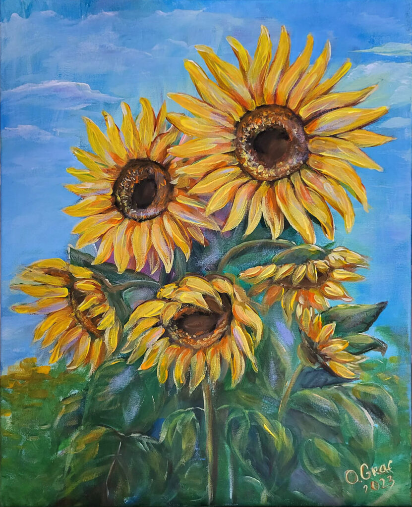 Sonnenblumen. acrylmalerei von Oksana Graf