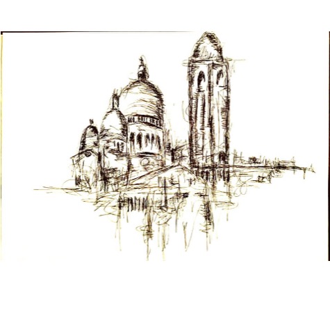 Zeichnung, Papier DIN A4, Architektur, Künstler Steffen Bauer, Pirmasens