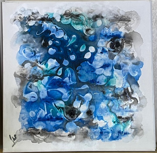 zeichnung fluide Blau von Künstlerin Gitta Wagner