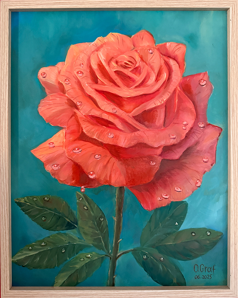 Ölmalerei 50x40 cm "Rose" Oksana Graf