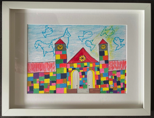 Acryl auf Papier, Häuser
