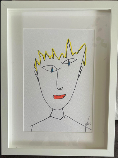 Minimal gerahmt 30x40 cm. Zeichnung.