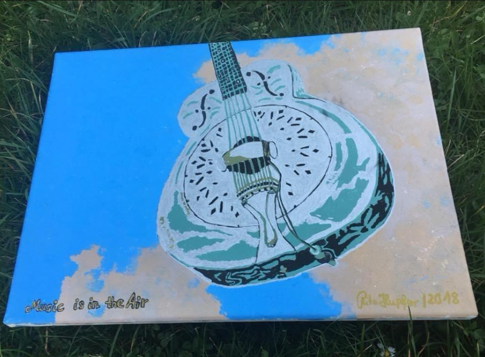 Gitarre, Acrylmalerei von Künstlerin Rita Hupfer 2018