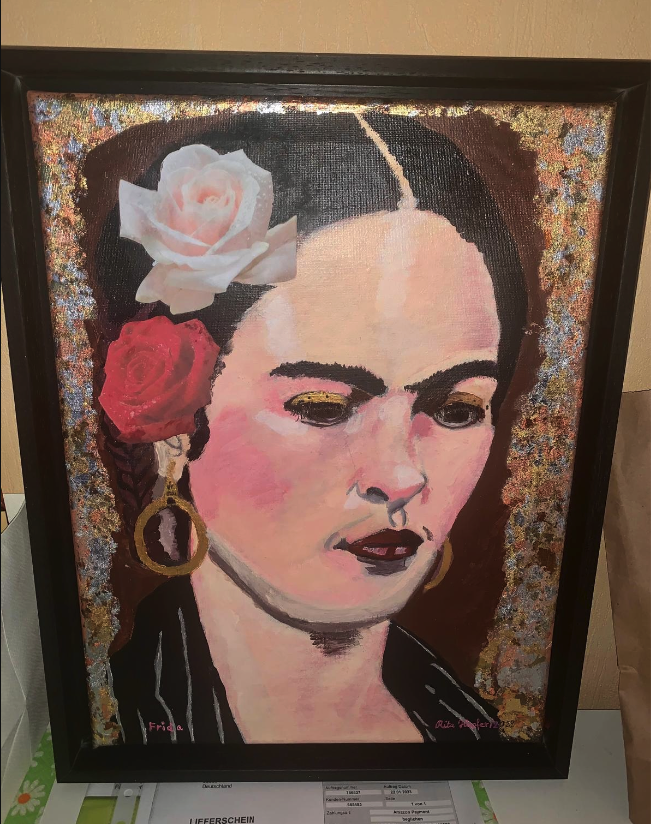 "Frieda", Acryl auf Leinwand mit schwarzem Schattenfugenrahmen