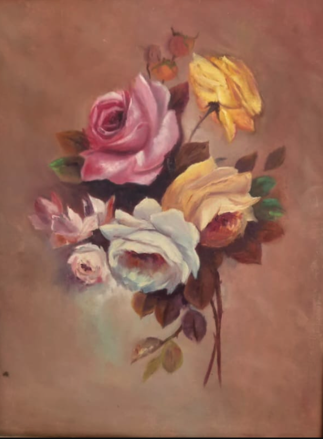 ölmalerei 40×50 von Künstlerin Masoumeh Dizaji, Blume, Rosen