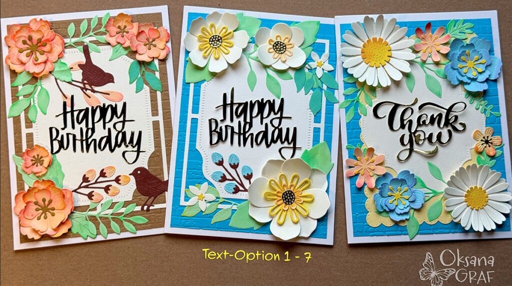 Handgefertigte 3D-Grußkarte mit Goldkarton-Schnitt: 3 Design-Optionen & 7 Text-Sprüche zur Auswahl – Luxus-Blumenkarte Handmade Layered Card